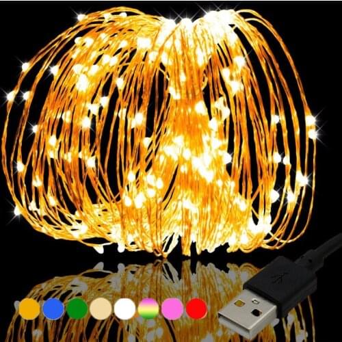 Fairy Light 1M 5M 10M 100 LEDs Starry String USB Lights Fairy Micro LED Transparent Wire for Party Christmas Wedding 6 Colors