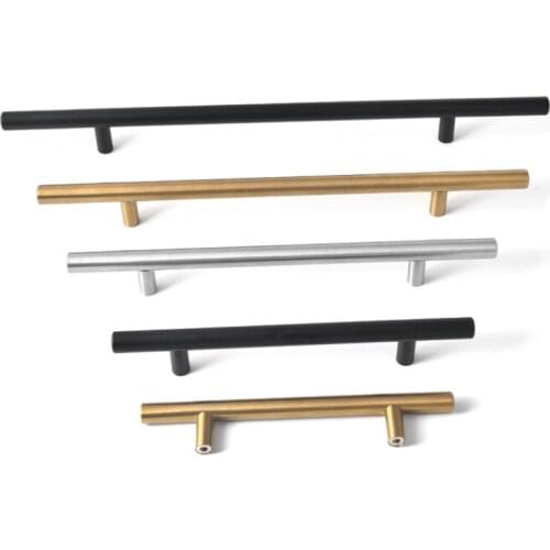 HJY Kitchen Cupboard Door Cabinet Handle Stainless Steel Brushed Cabinet Drawer Pulls Furniture T Bar Knobs Hardware T018