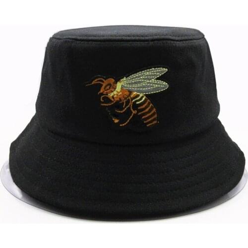 LDSLYJR bee embroidery cotton Bucket Hat Fisherman Hat outdoor travel hat Sun Cap Hats for men and Women 28