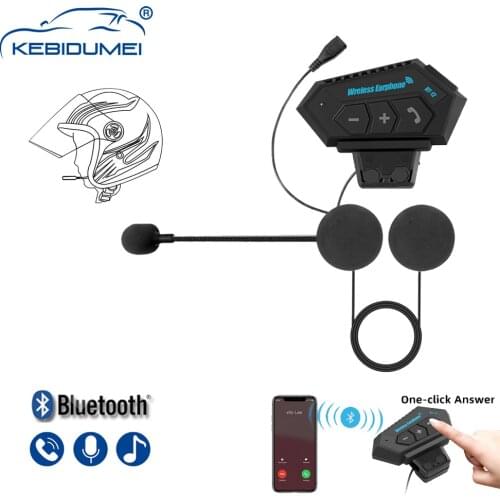 Kebidumei Bt-12 Motorcycle Helmet Bluetooth Headset Intercom Moto Bike Motorbike Wireless Earphone with Microphone