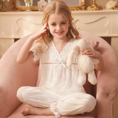 Summer Short Sleeve Pajamas 2 Piece Children Soft Cotton Pijamas Kids Holiday Vacation Hotel Sleepwear Leisure Nightwear