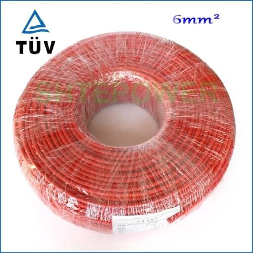 Solar Connector Cable 50m/lot (Black cable or Red Cable) 6mm2 Black or Red TUV Approval Power Cable