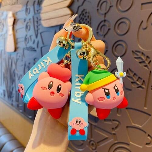 PVC Cartoon Star Kabi Metal Keychain Red Strawberry Love Pendant Cute Bag Car Keyring Jewelry Blue Lanyard Boy Girl Couple Gift