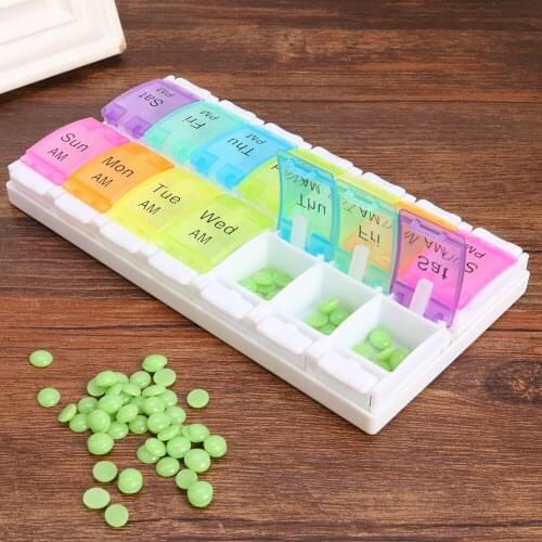 Multi-functional Colorful Pills Box Weekly Pill Case Practical Durable Moisture-proof Portable Medicine Tablet Box