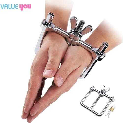 Zinc alloy adjustable mountain-shaped metal bondage male and female handcuffs adult alternative sex products