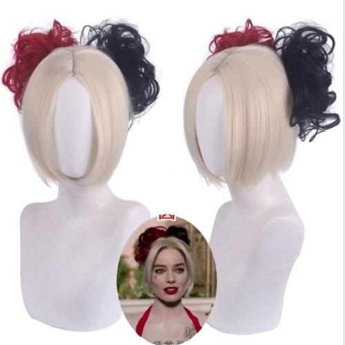 NEW movie Female clown Harley Harleen Quinzel wig cosplay Costume accessory halloween props Headwear