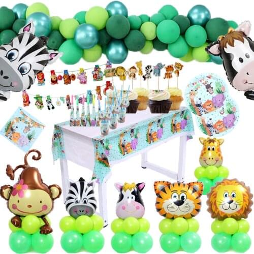 Safari Party baby shower party Disposable Tableware Sets Baby Shower Birthday Jungle Party Supply Kid Boys Favor Birthday