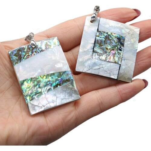 Wholesale Natural Abalone Shell Pendant Geometric Crack Shells Charms DIY for Women Jewelry Making Necklace Accessories