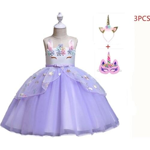 Unicorn Party Dress Carnival Costume Kids Dresses For Girls Anna Elsa Cinderella Dress Children Elegant Girls Princess Dress