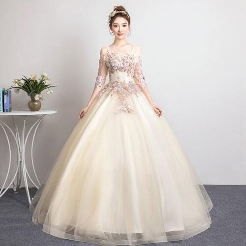 Elegant Noble Formal Quinceanera Dresses Off The Shoulder Half Sleeve Ball Gown Luxury Embroidery Party Prom Dress