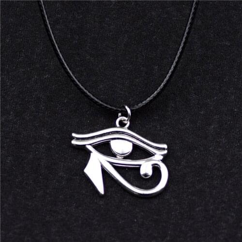 Handmade Ancient Egypt Antique Silver Color Eye Of Horus Pendant Black Leather Cord Necklace Egyptian Vintage Hip Hop Jewelry