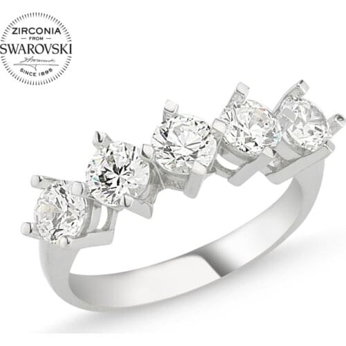 Silver 925 Sterling Swarovski Zirconia Gemstone Dibs Ring