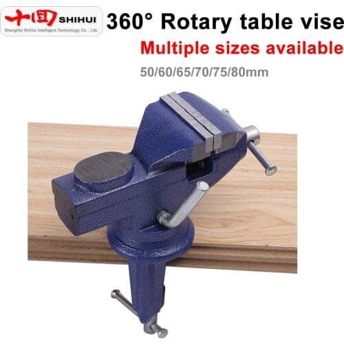70/75/80mm Light Mechanical Vise Type Bench Vise 360° Rotating Base Cast Iron Table Clamp With Anvil Clamp-On Table Vise