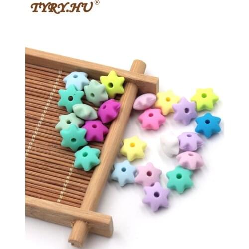 TYRY.HU 200 pieces Silicone Star Beads Baby Teething Beads BPA Free DIY Pacifier Chain Silicone Teething Beads