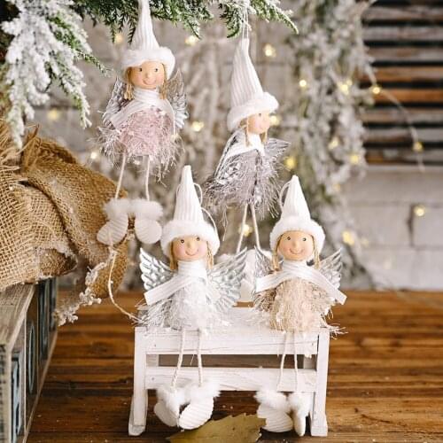 Christmas Tree Decoration Ornaments Pendant Little Angel With Fluffy Wings Girl Pendants Christmas Gifts For Kids