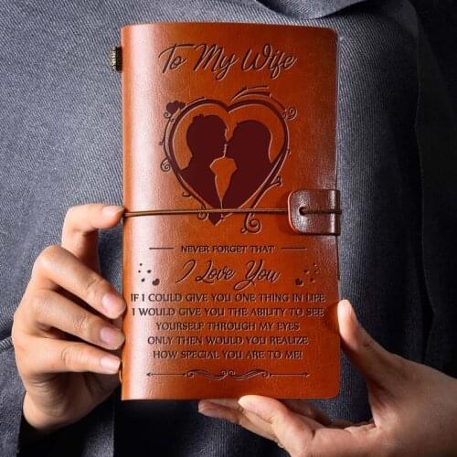 Vintage Engraved Leather Notebook Handcrafted Diary Journal Message Note Book to My Daughter /to My Wife Handwriting Pocketbook