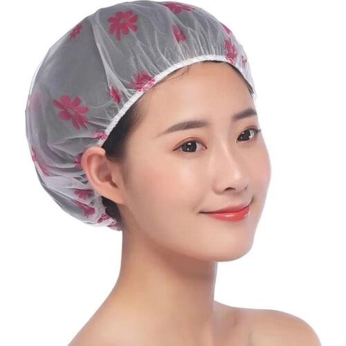 1Pc Waterproof Shower Cap Thickened Elastic Shower Cap Womens Hair Salon Bathroom Products Random Color Shower Cap