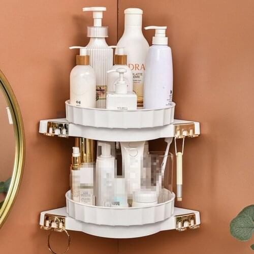 Bathroom Shelf Organizer Shower Storage Rack Triangle Corner Kitchen Shelves Wall Mounted Toilet Shampoo Gadgets Holder No Drill