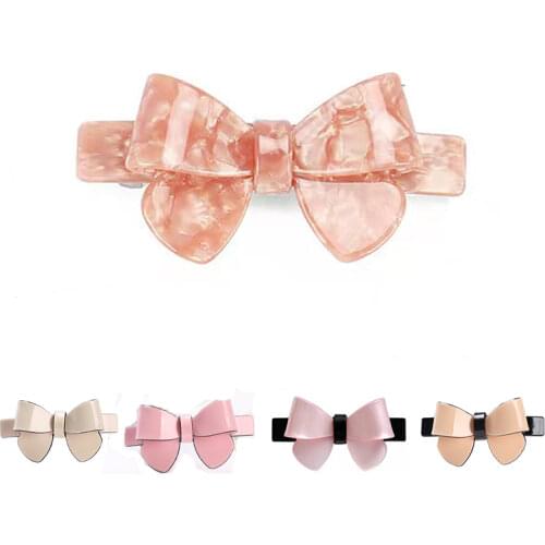 Girl Bowtie Hair Clips Hairpins Acylic Hair Accessories Top Folder For Women Acetate Headdress Candy Color Barrette Hair Jewelry