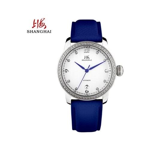 Shanghai watch female automatic mechanical watch diamond fashion casual 802 leather strap automatic mechanical ladies watch