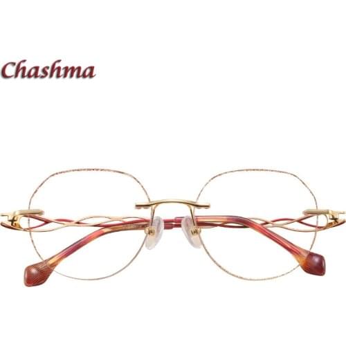 Women Rimless Eyeglasses Frames Irregular Round Gradient Tint Colored Lens Prescription Glasses Eyewear Mujer Gafas Spectacles