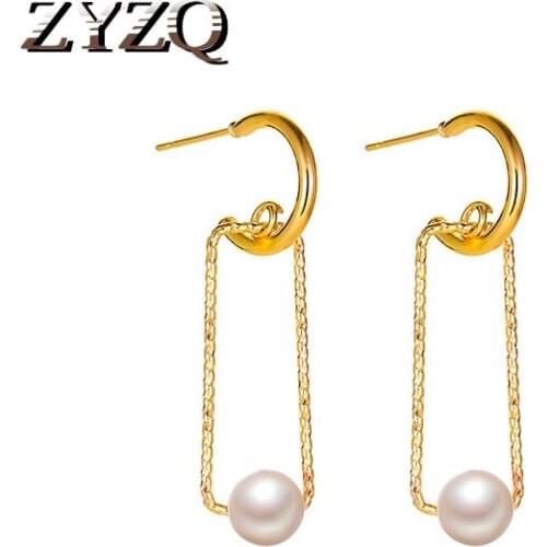 ZYZQ Fashion Paper Clip Earring For Women Metal Jewelry Imitation Pearl Stud Earrings Lovely Wedding Party Brincos Girl Gift
