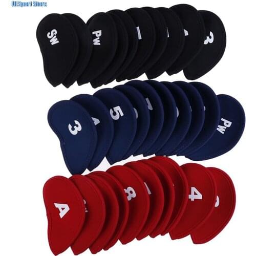 10Pcs/set Golf Iron Head Covers Iron Putter Protective Black Window Golf Club Iron Head Protector Golf Accessories