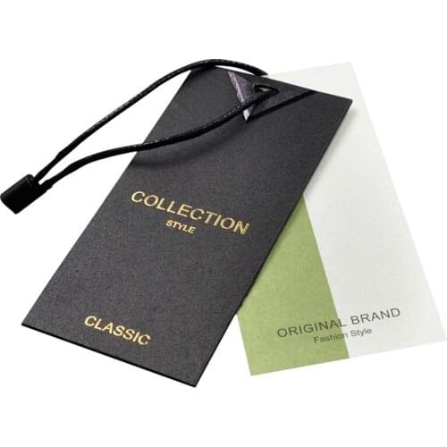 200pcs/lot 700 gsm black paper tag silver foil customized garment tag clothes swing hangtag printed paper tags price tag