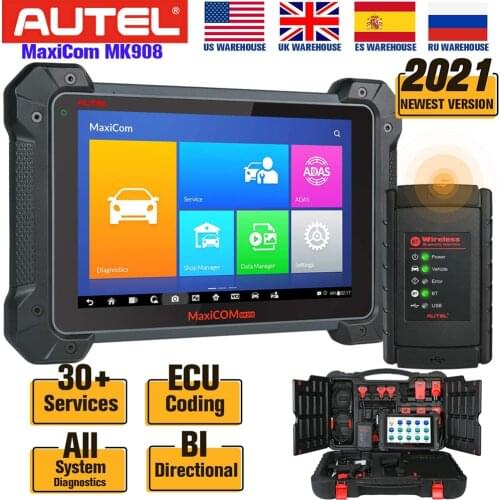 2021 Autel MaxiCOM MK908 31+ Services All Systems Car Diagnostic Scan Tool with ECU Coding,Bi-Directional Control,Active Tests
