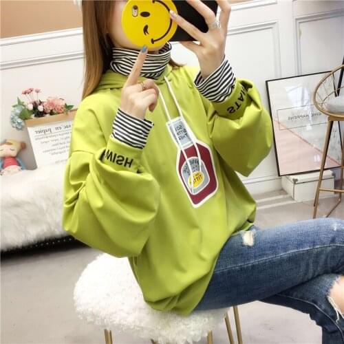 #2107 Spring Autumn Full Sleeve O-neck Sweatshirt In Women Harajuku Plus Size Loose Sweatshirts Ladies Cotton Printed Tops Girl
