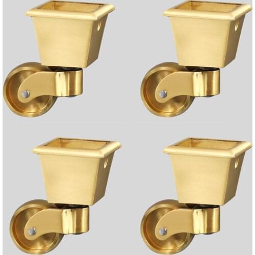 High Quality 4PCS Brass Universal Heavy Furniture Casters Table Chair Sofa Bar Piano Smoothly Wheels Rollers Runners