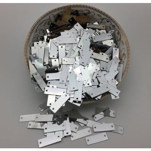50g 6*19mm Rectangle Sequins Flat Paillettes 2 Side Holes Shoes Bags Garment Accessory Wedding Crafts DIY Flakes Silver