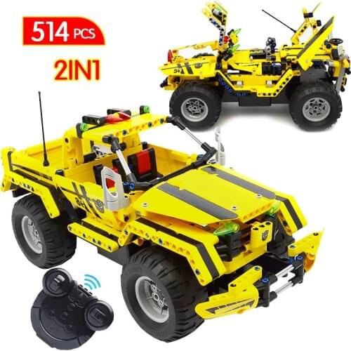 514PCS Blocks Sets 2 IN 1 RC Off-road Vehicle Remote Control Car Assembled Bricks Building Blocks Car Model Toys For Children