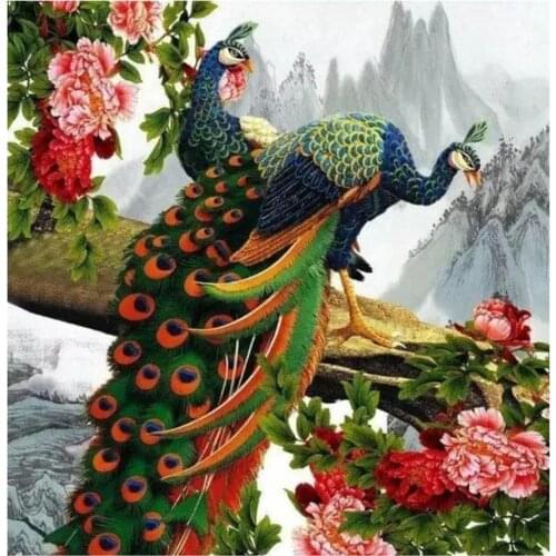 5D DIY Full Square/Round Diamond embroidery"Peacock"Cross Stitch Rhinestone Diamond Painting Mosaic Wall Sticker Gift DU306