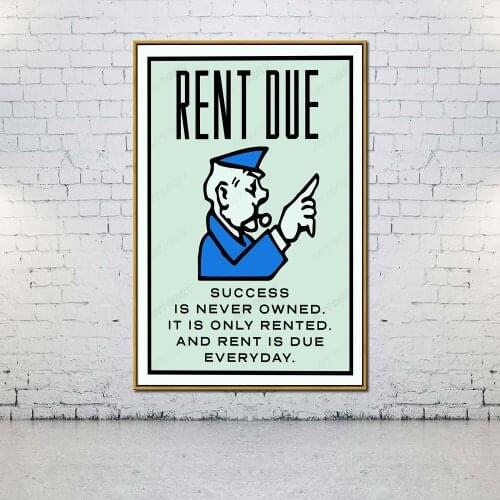 Artcozy Oil Canvas Painting rent due success is never owned For Home Decoration Wall Art