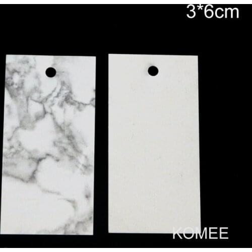 New Fashion 50Pcs/lot White Paper Cards 3x6cm Rectangle Hang Tags Marbling Design Jewelry Display Cards Price Label Tags