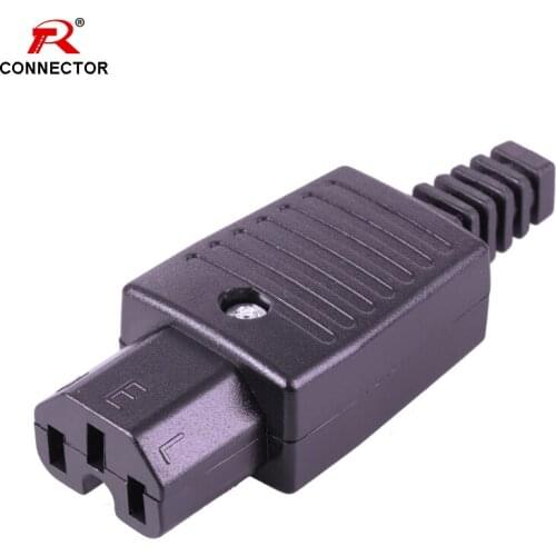 1pc 10A US AC 250V 10A 3pin IEC C13 Power Supply Socket Adapter Female Jack Rewirable Cable Wire Connector