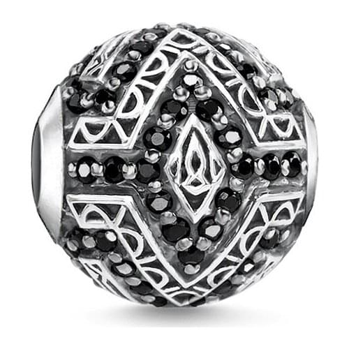 925 Sterling Silver Black CZ Panther Tooth Beads, Thomas Style Karma Beads Ts Jewelry Gift Fit Bracelets Necklaces for Women Men