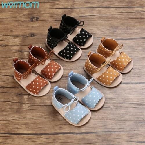 Warmom Summer 0-1 Year Old Female Baby Shoes Low Tube Breathable Non-Slip Soft Sole Newborn Sandals Toddler Shoes