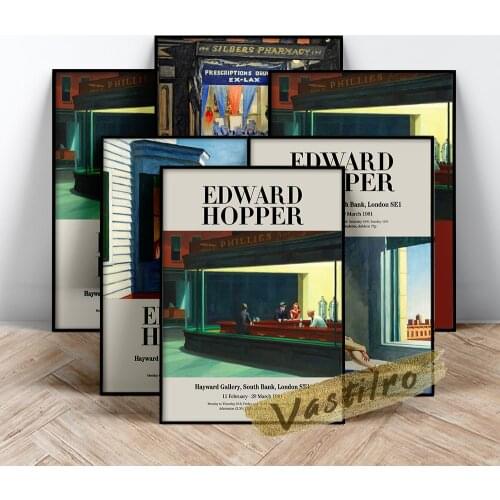 Edward Hopper Retro Art Prints Canvas Painting Exhibition Museum Vintage Poster Wall Art Decor Prints Picture Home Decoration