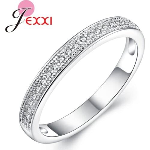 Elegant 925 Sterling Silver Rings For Women Cubic Zirconia Ring White Gold Bridal Wedding Engagement Trendy Jewelry Bijoux