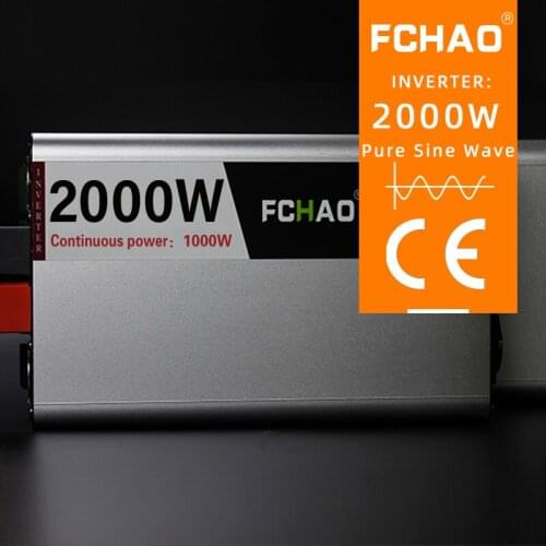 FCHAO 2000W Pure Sine Wave Inverter 12V DC To 220V AC Home Power Voltage Converter Car Accessories LED Display EU US JP Socket