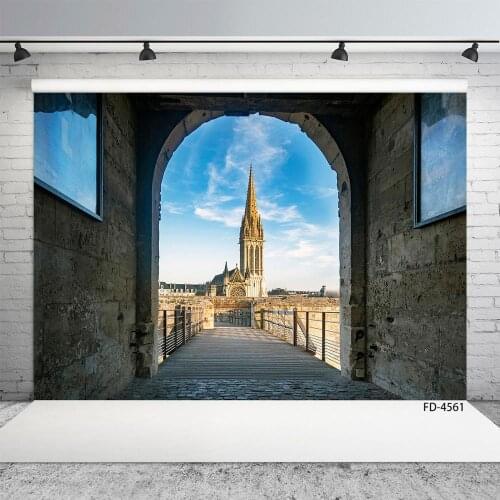 Vintage Arch Castle Photo Backdrops Vinyl Cloth Background for Lovers Wedding Children Baby Portrait Photocall Photography Props