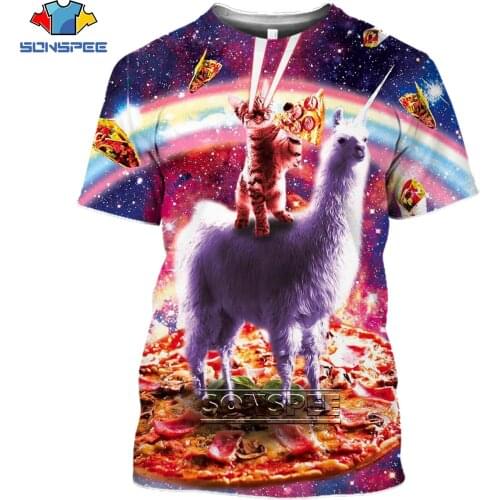 3D Print Men Women T-Shirt Animal Cat Alpaca Short Sleeve Graphic T Shirt Streetwear Harajuku Anime Space Pizza Funny Shirts