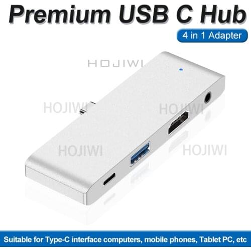 HOJIWI 4 In 1Type C to Multi USB 3.0 HUB Adapter USB C to HDMI for ipad pro laptops headsetdock station type c pd usb c hub AA08