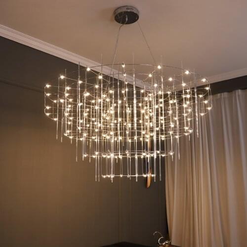 2021 New Postmodern Designer All Over The Sky Star Firefly Chandelier Living Room Duplex Villa Exhibition Hall Cube Light