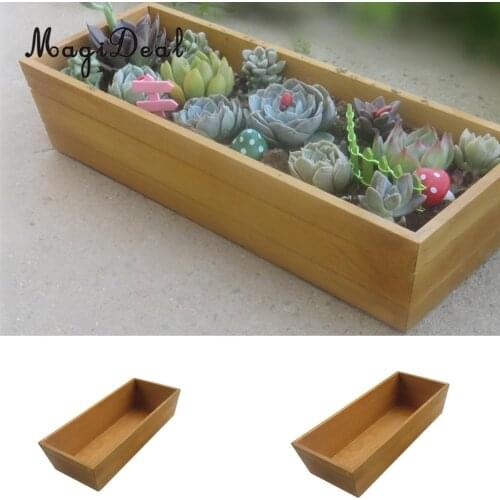 MagiDeal 2 Piece Wooden Succulent Plant Flower Grow Bed Pot Box Garden Planter