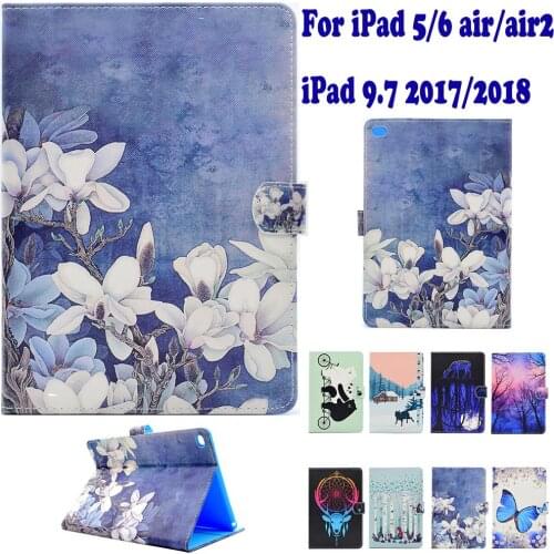 Fashion Pattern Tablet PC Case for Apple ipad 5/6 air/air 2 ipad 9.7 2017/2018 Smart Case Cover Stand Flip Shell coque para capa
