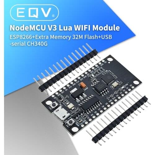 NodeMCU V3 Lua WIFI module integration of ESP8266 + extra memory 32M flash, USB-serial CH340G