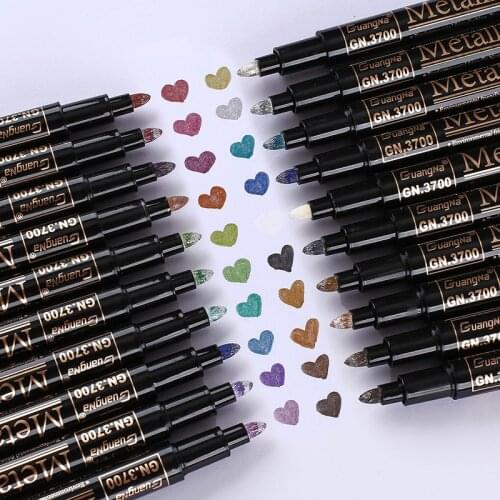 Metallic Color Pen Set 12/20pcs Marker Paint Pens For Scrapbooking Crafts DIY Photo Album Art Rock Drawing Card Maker School Pen